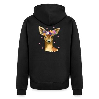 Mignon bébé cerf faon cerf avec fleurs et confettis - Veste à capuche bio Premium Unisexe - noir - Dos - Nico (187cm)