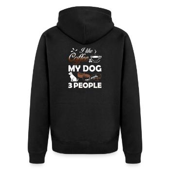 I like coffe Dog Coffee Drinker Dog Lover Coffee - Unisex Premium Organic Zip Hoodie - black - Back - Nico (187cm)
