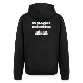 Du glaubst ich bin klein Lieb Nett? Böser Fehler. - Unisex Premium Bio Zip Hoodie - Schwarz - Hinten - Nico (187cm)