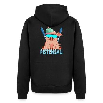 Pistensau - Unisex Premium Bio Zip Hoodie - Schwarz - Hinten - Nico (187cm)