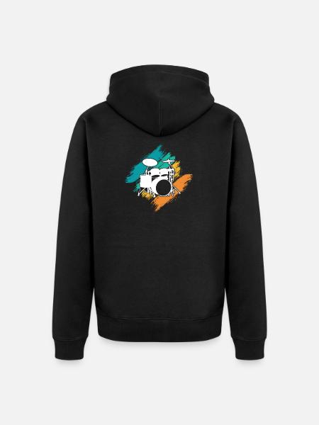 Drums - Unisex Premium Organic Zip Hoodie - black