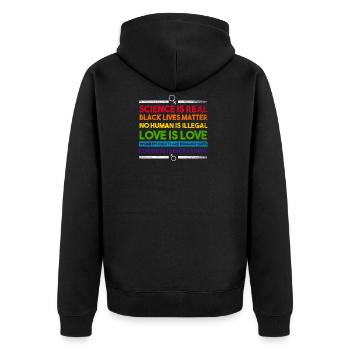 CSD LGBTQ & LGBTQIA Lesbian Bi Trans Human Merch - Unisex Premium Bio Zip Hoodie - Schwarz - Hinten - Nico (187cm)