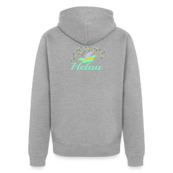 Helau Fasching - Unisex Premium Bio Zip Hoodie - Grau meliert - Hinten - Nico (187cm)