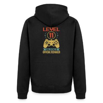 11. Geburtstag - Geburtstagsshirt level unlock - Unisex Premium Bio Zip Hoodie - Schwarz - Hinten - Nico (187cm)
