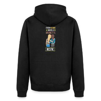 ABF Best Friends Blonde Brunette Bestie Shirt - Unisex Premium Organic Zip Hoodie - black - Back - Nico (187cm)