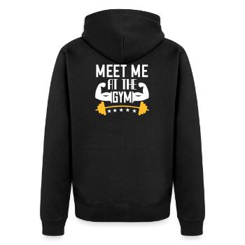 Meet me in the gym - meet me at the gym - Unisex Premium Organic Zip Hoodie - black - Back - Nico (187cm)