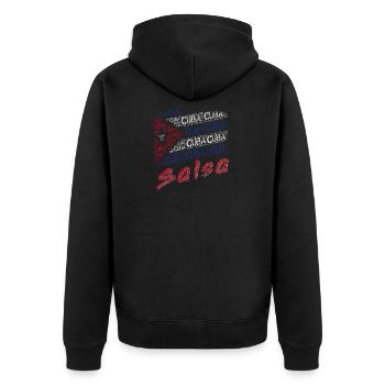Cuban Salsa Kuba Flagge - Unisex Premium Bio Zip Hoodie - Schwarz - Hinten - Nico (187cm)