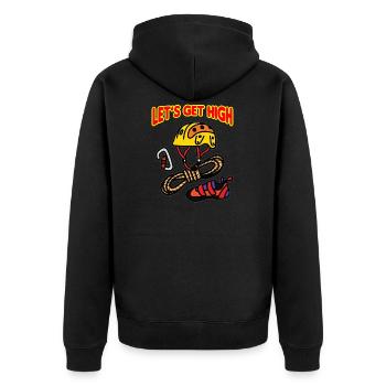 LETS GET HIGH Klettern - Unisex Premium Bio Zip Hoodie - Schwarz - Hinten - Nico (187cm)