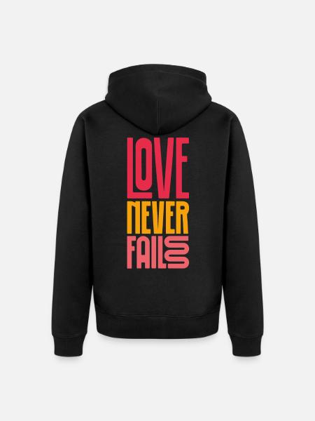 love never fails - Unisex Premium Organic Zip Hoodie - black