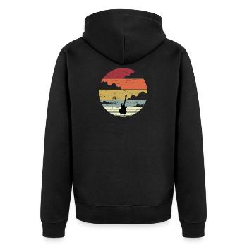 T-shirt guitare motif de basse musicien amateur de musique - Veste à capuche bio Premium Unisexe - noir - Dos - Nico (187cm)