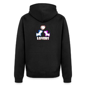 Amoureux et chiens Saint Valentin - Veste à capuche bio Premium Unisexe - noir - Dos - Nico (187cm)