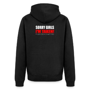 Forgive jealousy girlfriend funny sayings - Unisex Premium Organic Zip Hoodie - black - Back - Nico (187cm)