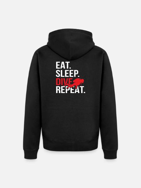 Eat Sleep Dive Repeat Dive - Unisex Premium Organic Zip Hoodie - black