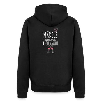 Mädels Egal Was Passiert Pegel Halten Frauen - Unisex Premium Bio Zip Hoodie - Schwarz - Hinten - Nico (187cm)