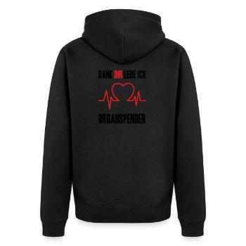 Organspende rettet Leben - Werde Organspender! - Unisex Premium Bio Zip Hoodie - Schwarz - Hinten - Nico (187cm)
