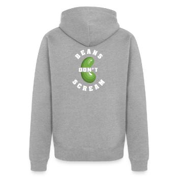 Beans don't scream - Unisex Premium Bio Zip Hoodie - Grau meliert - Hinten - Nico (187cm)