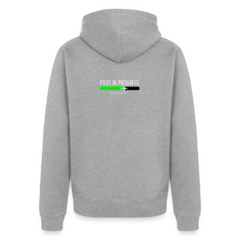 Pilot In Progress Pilot Training Flight School - Unisex Premium Organic Zip Hoodie - heather grey - Back - Nico (187cm)