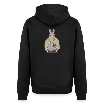 Keta Ketamin Pferd Drug Party Festival Outfit - Unisex Premium Bio Zip Hoodie - Schwarz - Hinten - Nico (187cm)