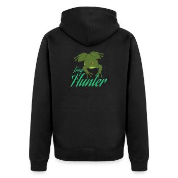 Frog Hunter - Unisex Premium Bio Zip Hoodie - Schwarz - Hinten - Nico (187cm)