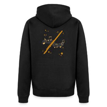 Klarinette - Unisex Premium Bio Zip Hoodie - Schwarz - Hinten - Nico (187cm)