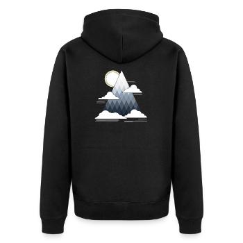 Cloud Mountain Hiking Art Print - Unisex Premium Organic Zip Hoodie - black - Back - Nico (187cm)
