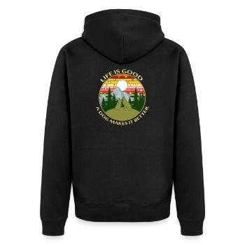 Das Leben ist gut, was ein Hund macht - Unisex Premium Bio Zip Hoodie - Schwarz - Hinten - Nico (187cm)