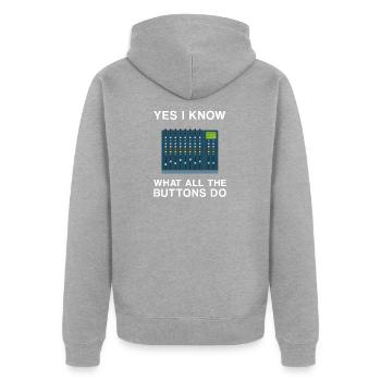 sound engineer ton ingenier Audio Engineer tontech - Unisex Premium Bio Zip Hoodie - Grau meliert - Hinten - Nico (187cm)