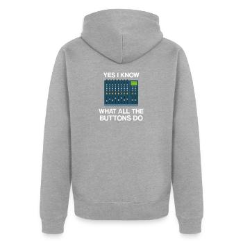 ton ingenier sound engineer Audio Engineer tontech - Unisex Premium Bio Zip Hoodie - Grau meliert - Hinten - Nico (187cm)