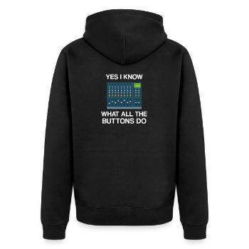 ton ingenier sound engineer Audio Engineer tontech - Unisex Premium Bio Zip Hoodie - Schwarz - Hinten - Nico (187cm)