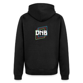 Drum and Bass DNB Rave Festival Raver - Unisex Premium Bio Zip Hoodie - Schwarz - Hinten - Nico (187cm)