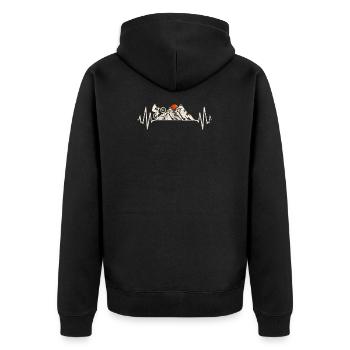 Mountain bike heartbeat uphill downhill MTB mountains - Unisex Premium Organic Zip Hoodie - black - Back - Nico (187cm)