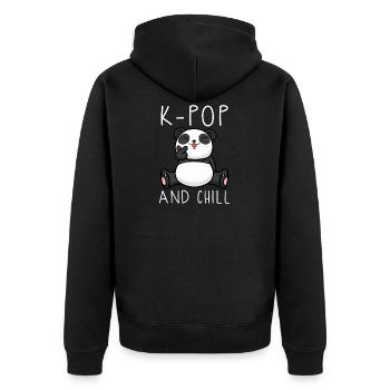 kpop, panda, korea, gift idea, korean - Unisex Premium Organic Zip Hoodie - black - Back - Nico (187cm)