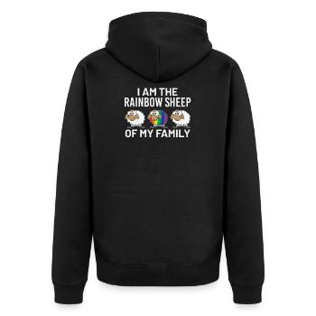 Je suis le mouton arc-en-ciel de ma famille, je suis mon LGBT - Veste à capuche bio Premium Unisexe - noir - Dos - Nico (187cm)