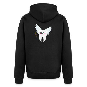 Zahnfee Zahnarzthelferin Zahn Fee Geschenk Motiv - Unisex Premium Bio Zip Hoodie - Schwarz - Hinten - Nico (187cm)
