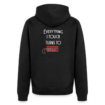 Makler Verkäufer Ich verkaufe alles - Unisex Premium Bio Zip Hoodie - Schwarz - Hinten - Nico (187cm)