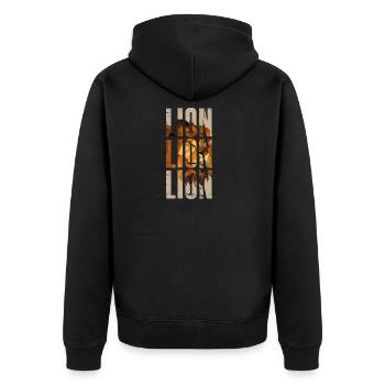 Löwe - Unisex Premium Bio Zip Hoodie - Schwarz - Hinten - Nico (187cm)