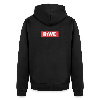 Techno Festival Rave Raver Drogen Druff Herr - Unisex Premium Bio Zip Hoodie - Schwarz - Hinten - Nico (187cm)