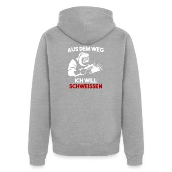 Schweißer Schweisser lustiger Spruch Arbeit - Unisex Premium Bio Zip Hoodie - Grau meliert - Hinten - Nico (187cm)