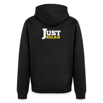 Just Relax - Unisex Premium Bio Zip Hoodie - Schwarz - Hinten - Nico (187cm)