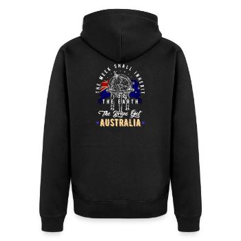 Australien - Unisex Premium Bio Zip Hoodie - Schwarz - Hinten - Nico (187cm)