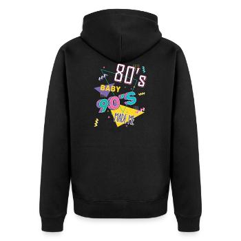 80er Jahre Baby 90er Jahre Made Me - Unisex Premium Bio Zip Hoodie - Schwarz - Hinten - Nico (187cm)