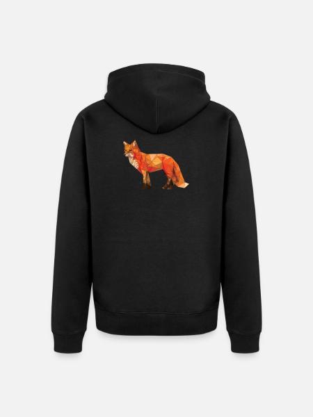Geometrisches Fox-T-Stück grafisches Fox-Geschenk - Unisex Premium Bio Zip Hoodie - Schwarz