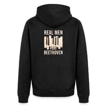 Beethoven - Unisex Premium Bio Zip Hoodie - Schwarz - Hinten - Nico (187cm)