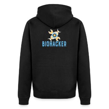 Biohacker Scientist Science Lover Gift - Unisex Premium Organic Zip Hoodie - black - Back - Nico (187cm)