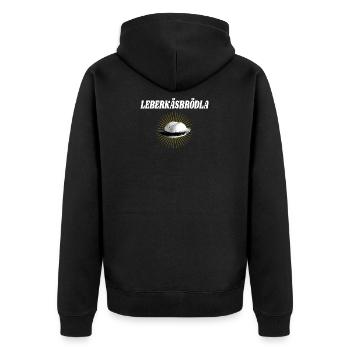 Leberkäse Brötchen Lustiges Franken Geschenk - Unisex Premium Bio Zip Hoodie - Schwarz - Hinten - Nico (187cm)