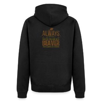 beaver - Unisex Premium Organic Zip Hoodie - black - Back - Nico (187cm)
