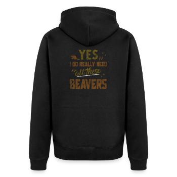 beaver - Unisex Premium Organic Zip Hoodie - black - Back - Nico (187cm)