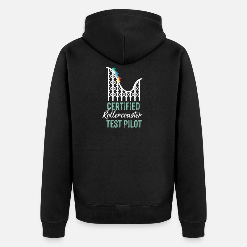 Certified Rollercoaster Test Pilot - Unisex Premium Bio Zip Hoodie - Schwarz