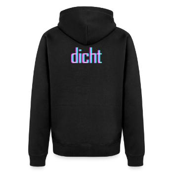 Hacke Dicht Rave Techno Goa Saufen Acid Berlin - Unisex Premium Bio Zip Hoodie - Schwarz - Hinten - Nico (187cm)