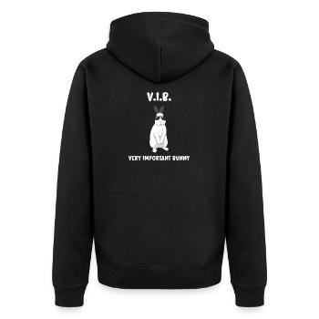 Kaninchen mit Sonnenbrille Hase Lustiges Geschenk - Unisex Premium Bio Zip Hoodie - Schwarz - Hinten - Nico (187cm)